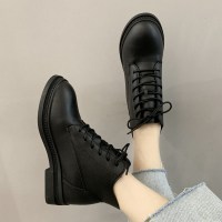 苏芈2021秋季新款女鞋加绒平底机车英伦风短靴休闲单靴马丁靴舒适女靴