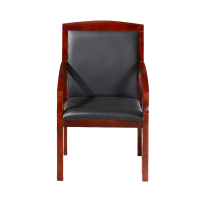 衡爵 办公椅 68*70*113CM 实木会议椅实木办公椅 带扶手西皮椅子 红胡桃色