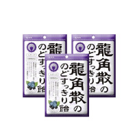 [日本进口]龙角散草本润喉糖清爽利咽糖果[蓝莓味]75g*3袋