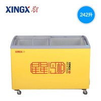星星(XINGX)SCD-242CY 商用大容量卧式冷柜弧面玻璃门冰箱家用果蔬冷藏保鲜柜冷冻雪糕展示柜饮料汤圆速冻冰柜
