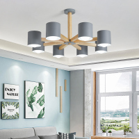 巴保莎 客厅吊灯北欧简约现代木质家用小户型客厅灯新款网红卧室房间LED灯