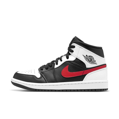 Air Jordan 1 Mid AJ1黑白影子熊猫黑白红钩中帮篮球鞋554724-075