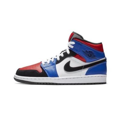 Air Jordan 1 Mid AJ1鸳鸯拼接黑红脚趾男子休闲篮球鞋554724-124