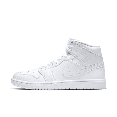 NIKE耐克Air Jordan 1 Mid AJ1纯白休闲板鞋554724-130