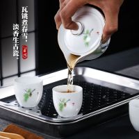 防烫大号盖碗普洱泡茶手抓壶陶瓷功夫茶具套装茶杯简约快客杯家用