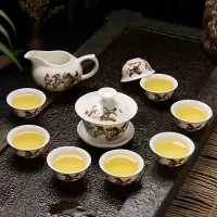 陶瓷茶具功夫茶具套装整套盖碗茶杯茶海茶漏白瓷简约泡茶器青花瓷