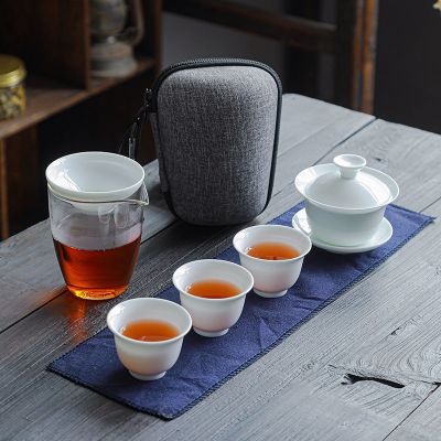 笑傲匠壶一壶三杯四杯玻璃旅行茶具小套装泡茶杯便携包式户外快客