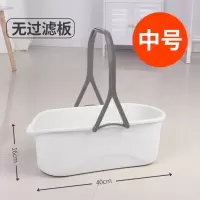 加厚洗胶棉拖把桶长方形家用塑料大号储水手提清洗平板拖布桶 白色 中号-单桶+过滤板