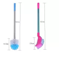 长柄马桶刷多功能死角卫生间家用刷子厕所硬毛厕所刷洁厕刷洗厕所 不锈钢[圆形1个+方形1个]