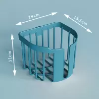 免打孔圆形卫生纸置物架子卫生间纸巾盒壁挂式厕所放厕纸架卷纸盒 蓝色1个+贴片(免打孔)