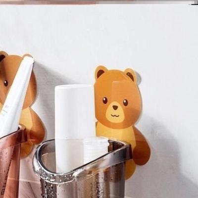 小熊沥水置物架牙刷牙膏杯卫生间免打孔牙刷架收纳盒壁挂式梳子架 小熊备用贴1个
