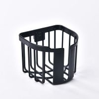 卫生间卷纸盒免打孔便宜壁挂式置物架放厕纸架洗澡间纸巾盒卷纸盒 黑色 圆形1个[体验装]