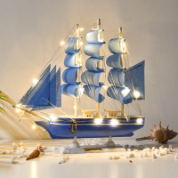 地中海一帆风顺帆船摆件工艺品仿真实木模型办公室装饰送朋友礼物