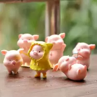 微景观摆件饰品黄色雨衣小猪背书包玩偶