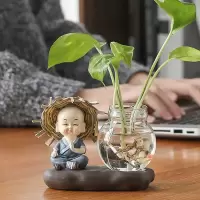 绿萝水培花盆器皿花瓶透明玻璃插花创意水养植物花器客厅装饰摆件