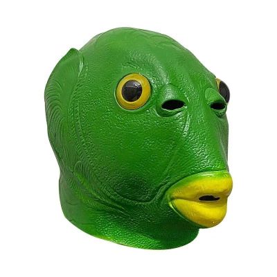 网红鱼头套抖音男女鱼头套面具绿头鱼鱼人可爱搞怪沙雕绿头怪动物 绿鱼道具(只有一个墨镜)