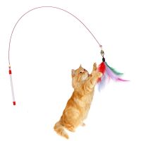 猫玩具逗猫棒钢丝彩色羽毛带铃铛逗猫玩具宠物猫咪训猫棒互动神器