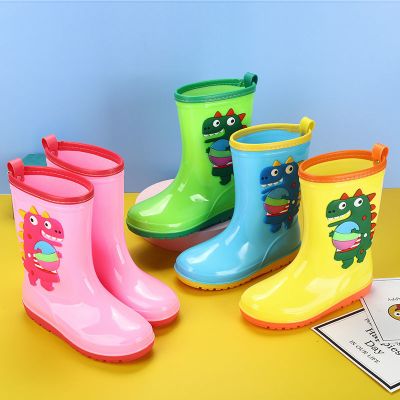 儿童雨鞋2-16岁恐龙男童防水轻便小童雨靴中大童加绒保暖女童水鞋