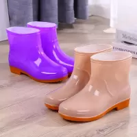 防水低筒加绒雨鞋雨靴防水鞋胶鞋套鞋水靴女厨房时尚成人防滑短筒