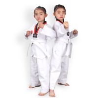 纯棉跆拳道服装儿童训练服初学成年人大学生男女长袖短袖道服定制