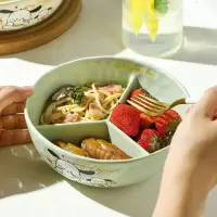 陶瓷饭碗食堂打饭专用分隔饭盒上班族瓷碗可微波炉加热分格碗餐盘