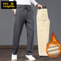 伊夫狼爪(YIFULANGZHUA)羊羔绒裤子男冬季男裤加厚运动裤爸爸棉裤男士加绒卫裤外穿保暖裤