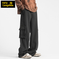 伊夫狼爪(YIFULANGZHUA)2024春秋季新款裤子工装牛仔裤港风日系宽松直筒运动休闲裤