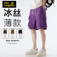 伊夫狼爪(YIFULANGZHUA)2024年夏季男士冰丝短裤港风宽松工装五分裤潮流休闲运动中裤