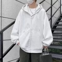 伊夫狼爪(YIFULANGZHUA)夹克宽松百搭连帽卫衣韩版纯色大码男士外套上衣男