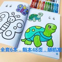 宝宝启蒙涂鸦填色本图画册绘画书2-3-4-5-6岁幼儿童涂色本画画书 新阶梯涂色本1本48页无笔 随机发