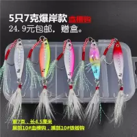 路亚饵套装铁板金属假饵淡水海水鲈鱼翘嘴鲅鱼黑鱼羽毛血槽钩拟饵 （爆岸款）5只7克爆岸款