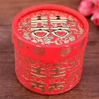 结婚喜糖盒婚庆用品创意圆筒喜糖盒子成品批发婚礼中国风喜糖包装 笑脸黄金 小号50个