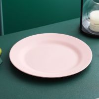 新款加厚防摔天然小麦秸秆大号披萨盘家用餐盘大盘鸡碟子牛排盘子 28cm大圆盘[粉色] 单个装