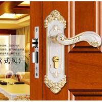 静音室内门锁卧室房门锁欧式家用房间锁木门五金锁具通用型三件套 E款琥珀白门锁一把