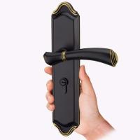 北欧门锁室内卧室家用静音锁具实木房门锁套装门锁通用型门把手锁 黑色 一套门锁