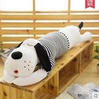 趴狗抱枕生日礼物女生可爱毛绒玩具儿童闺蜜布娃娃大号狗狗长条纹 70厘米白色条纹