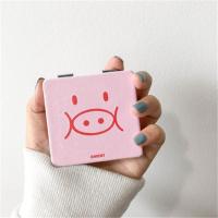 韩风简约可爱史努比镜子ins随手补妆卡通双面镜便携化妆镜随身镜 粉色小猪