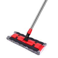 夹布式木地板懒人家用平板拖把干湿旋转拖地神器一拖两用地拖净 中国红 加厚杆加厚布(标配一块布)