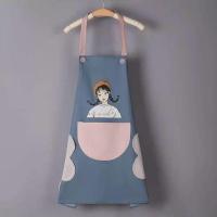 围裙女工作洋气厨房家用防水罩衣成人上班可爱漂亮公主防尘洋气 烟蓝色小女孩 常规款