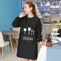 【加绒加厚】罩衣围裙长袖大人女时尚洋气厨房防水防油男外套工作 刀叉长袖罩衣黑色 【均码】 XL（推荐体重100-135斤