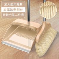 软毛扫把套装扫地笤帚家用扫把单个簸箕家用扫地刮水器单个扫把头 金色年华升级加厚两件套[卡其色]