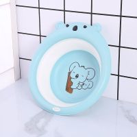 婴儿折叠脸盆宝宝洗脸盆新生儿用品儿童卡通PP盆小孩子盆脚盆 浅蓝