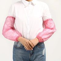 加长款乳胶防水防腐蚀套袖耐油耐酸碱皮袖套橡胶护袖厨房水产袖套 点点套袖粉色1双