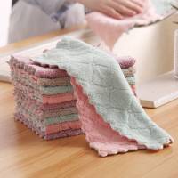 洗碗布不沾油厨房专用抹布吸水刷碗神器百洁布不掉毛巾批发擦手巾 双色花边款[16*27CM] 10条装[实惠装]