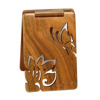 檀香镜子绿檀木便携式手拿镜子立体雕花古典化妆中国风送女友 绿檀镜大蝴蝶