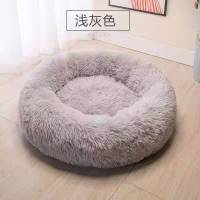 猫窝四季通用鲨鱼狗窝冬天封闭式猫咪用品宠物垫猫床猫屋保暖冬季 灰色长毛绒[5斤内]