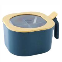 调料盒组合套装四格一体厨房用品盐罐家用多格带盖收纳调味盒 北欧蓝[加厚升级款]内赠4勺