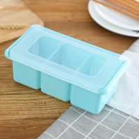 [破损包赔 送勺子]家用调料盒套装创意调味瓶罐盐罐有盖佐料盒 3格睿智蓝