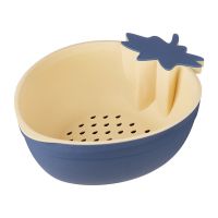 双层可爱沥水篮水果盘洗菜盆洗菜篮厨房家用客厅果篮洗水果菜篮子 北欧蓝[草莓]