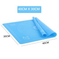 大号防滑揉面垫子加厚铂金擀面硅胶垫耐高温烘焙工具和面板案板杖 蓝色40*30(无配品) 新奇款普通揉面垫